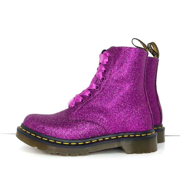 NIB Dr Martens Purple Glitter 1460 Pascal Ankle Boots Women’s 6 Shoes - Picture 4 of 13